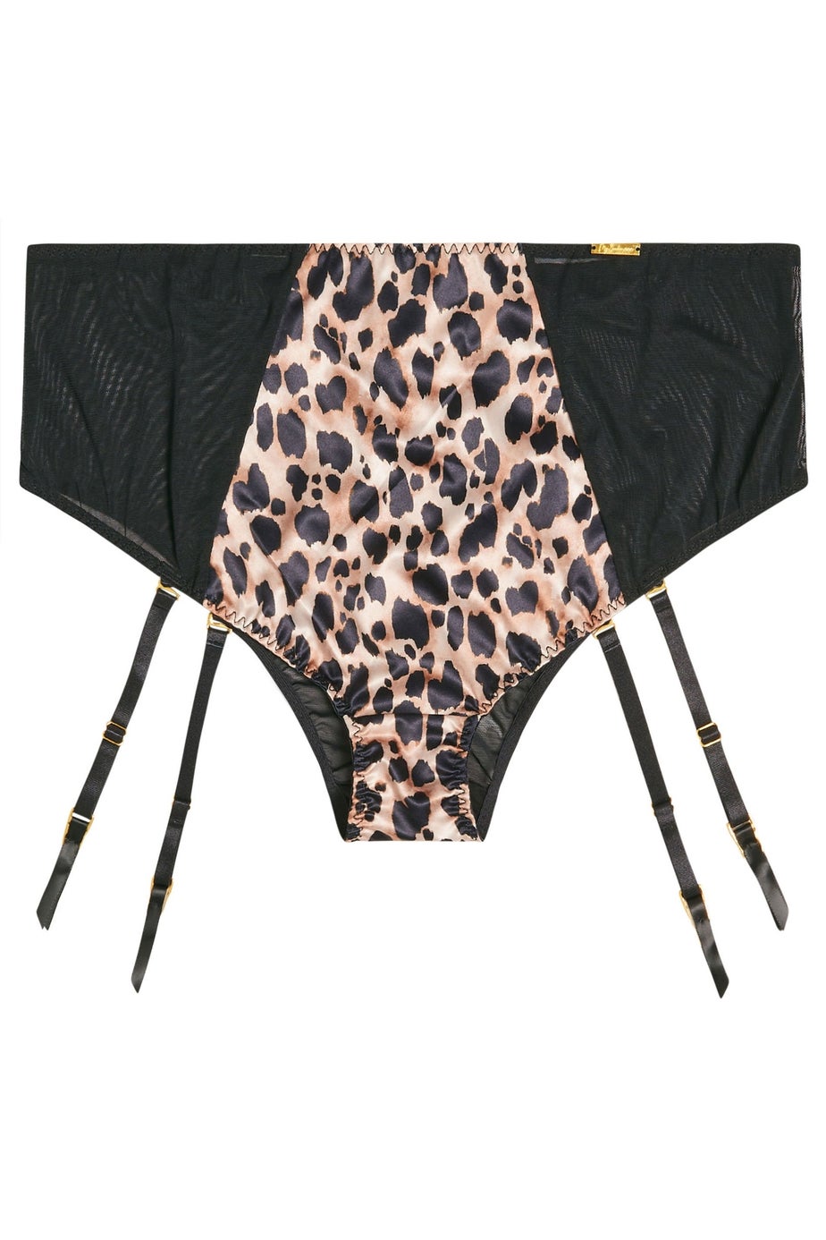 Yours Curve Black Leopard Mesh Detachable Suspender Briefs