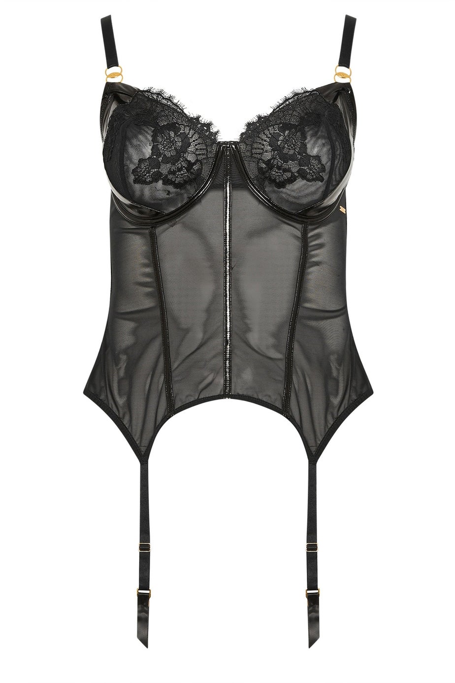 Yours Curve Black Non-Padded Lace Basque