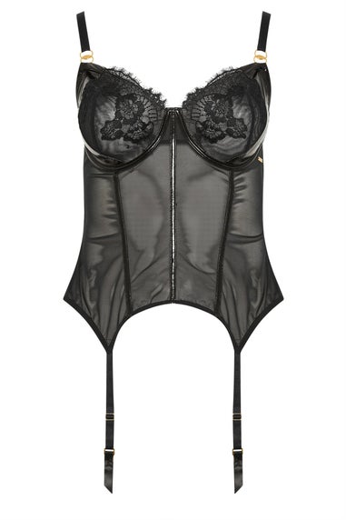 Yours Curve Black Non-Padded Lace Basque