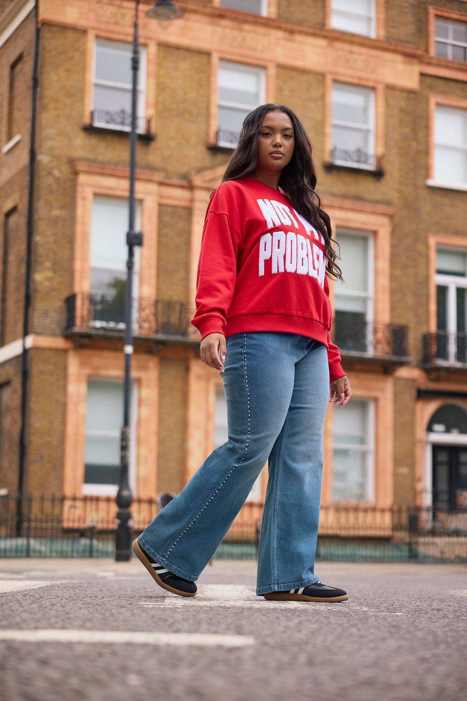 Yours Curve Blue Studded Wide Leg Jeans