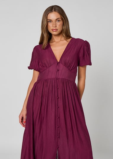 Urban Bliss Burgundy Button Front Maxi Dress