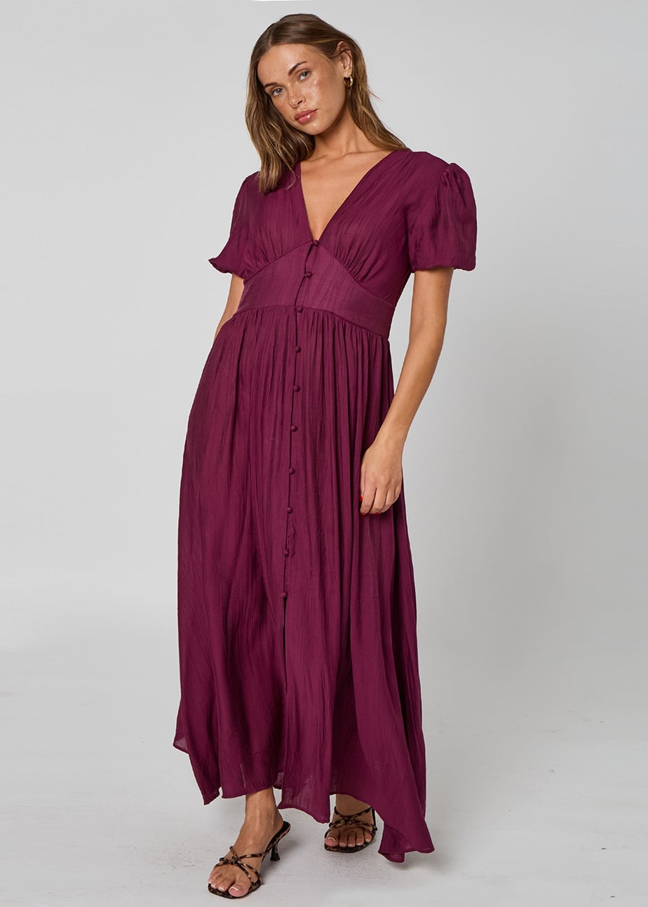 Urban Bliss Burgundy Button Front Maxi Dress