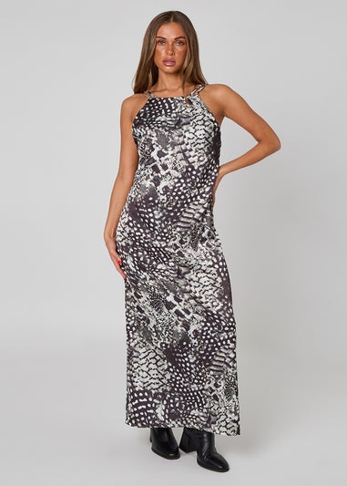 Urban Bliss Black High Neck Animal Dress