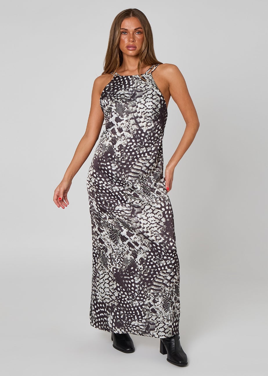 Urban Bliss Black High Neck Animal Dress