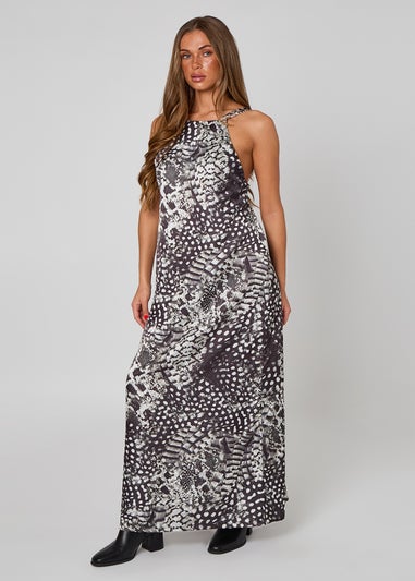 Urban Bliss Black High Neck Animal Dress