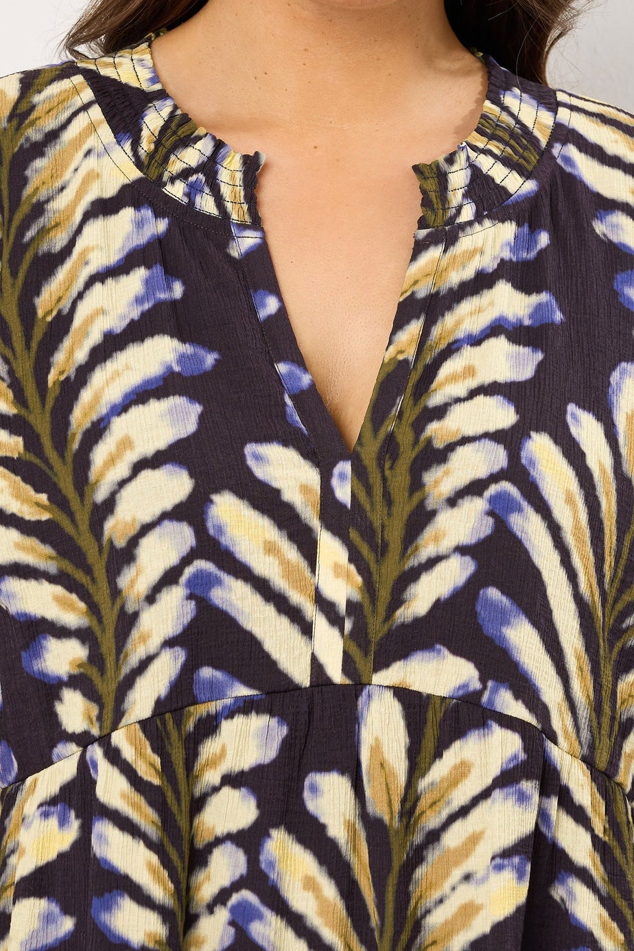 Evans Curve Midnight Blue Leaf Print Tiered Maxi Dress