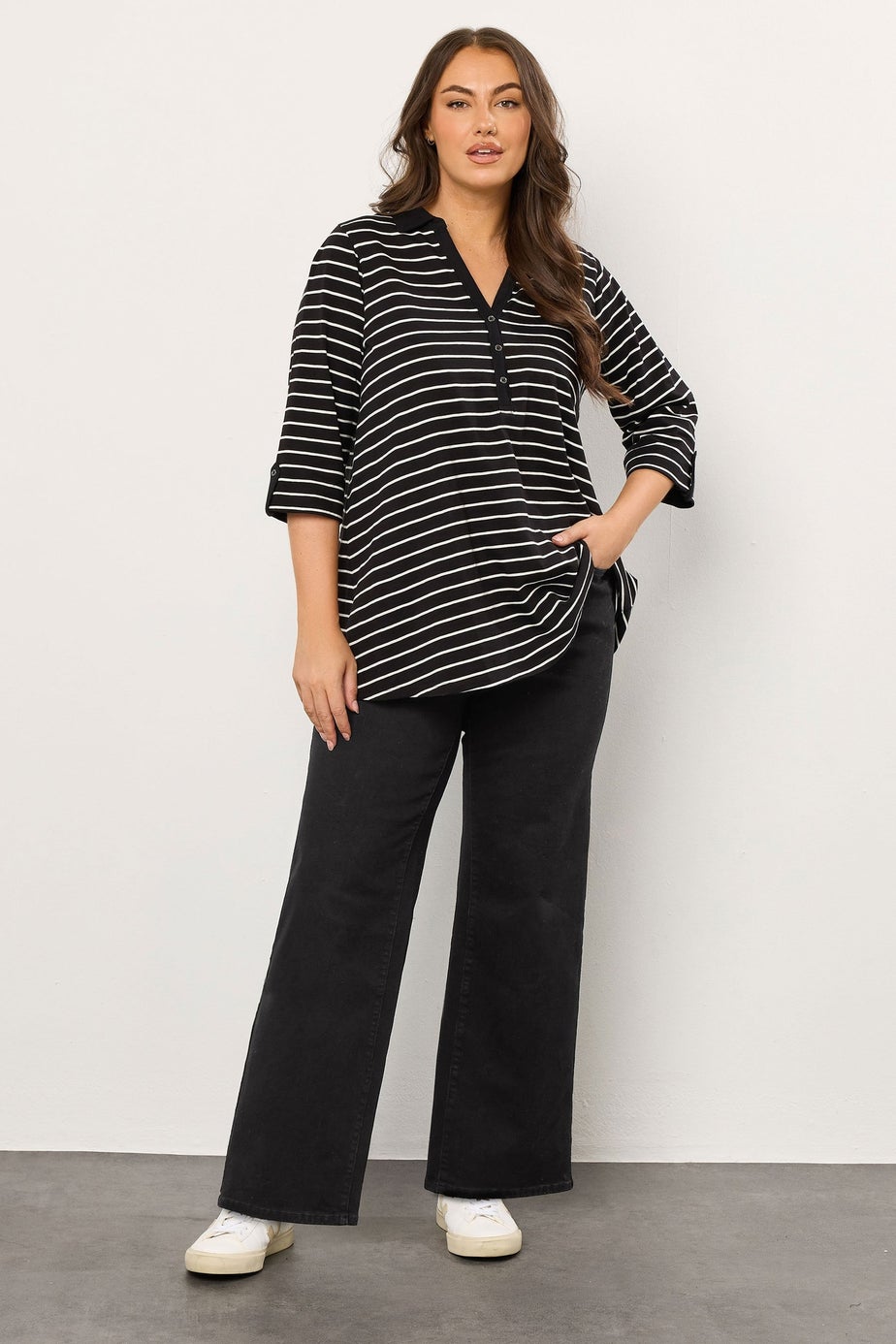 Evans Curve Black Premium Wide Leg Jeans