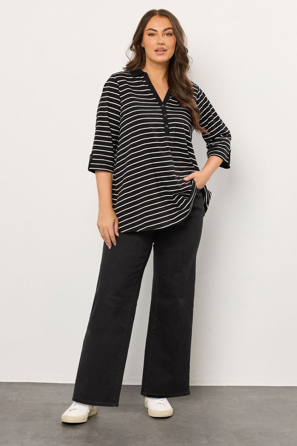 Evans Curve Black Premium Wide Leg Jeans