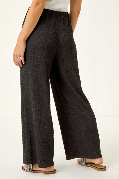 Roman Black Petite Textured Stretch Trouser
