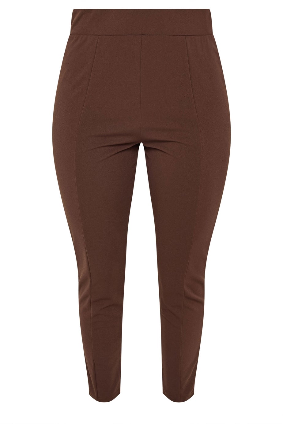 Yours Curve Brown Scuba Tapered Trousers