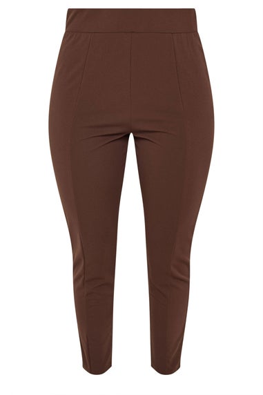 Yours Curve Brown Scuba Tapered Trousers
