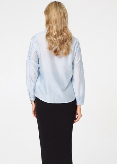 Izabel London Blue Embroidered Long Sleeve Shirt