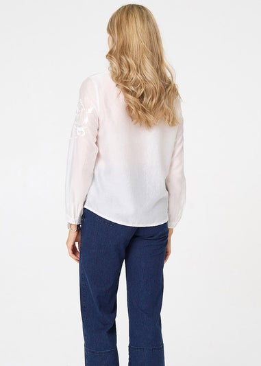 Izabel London White Embroidered Long Sleeve Shirt