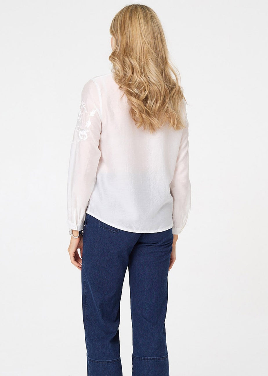 Izabel London White Embroidered Long Sleeve Shirt