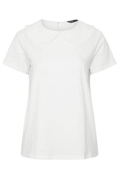 Yours Curve White Frill Collar Top