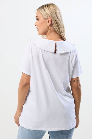 Yours Curve White Frill Collar Top