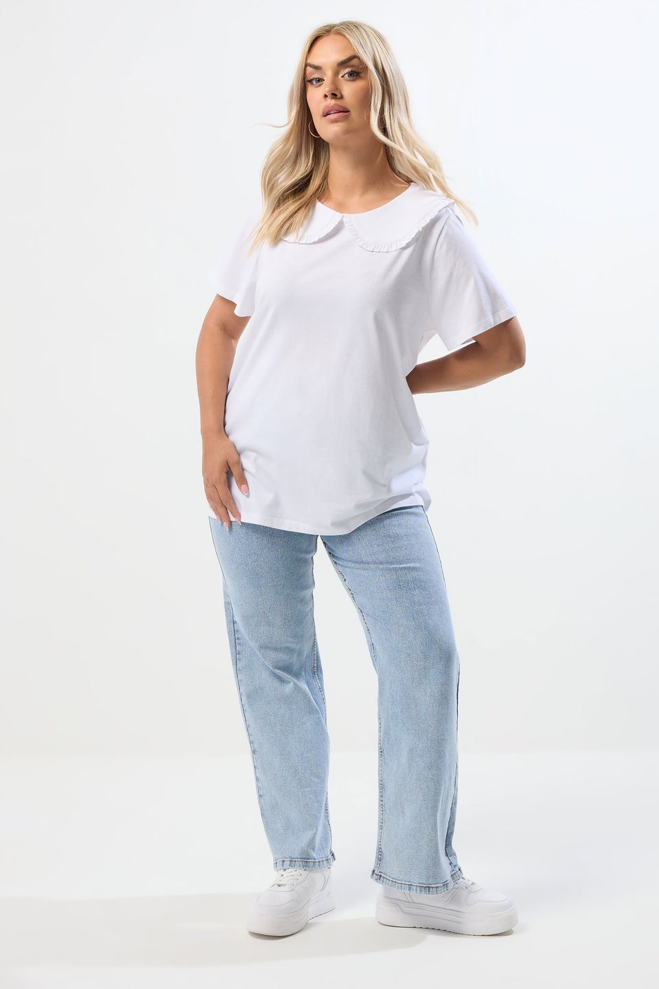 Yours Curve White Frill Collar Top