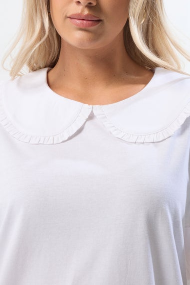 Yours Curve White Frill Collar Top