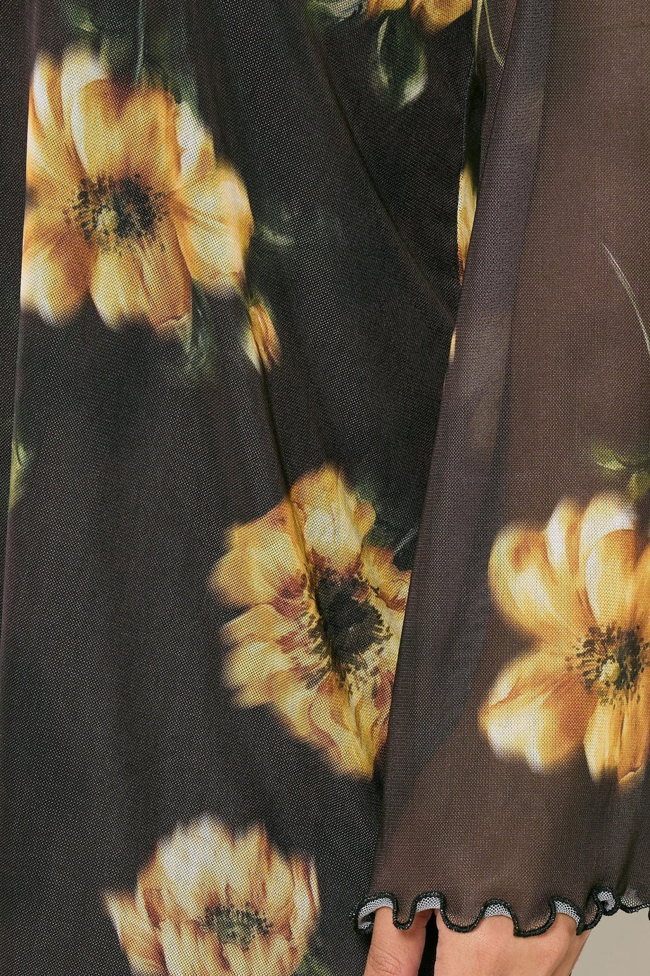 Yours Curve Brown Floral Mesh Swing Top