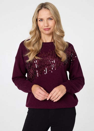 Izabel London Red Sequinned Detail Relaxed Jumper