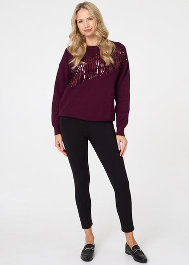 Izabel London Red Sequinned Detail Relaxed Jumper