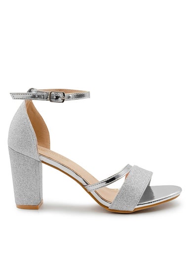 Wheres That From Perla Wide Fit Silver Block Heel Sandals