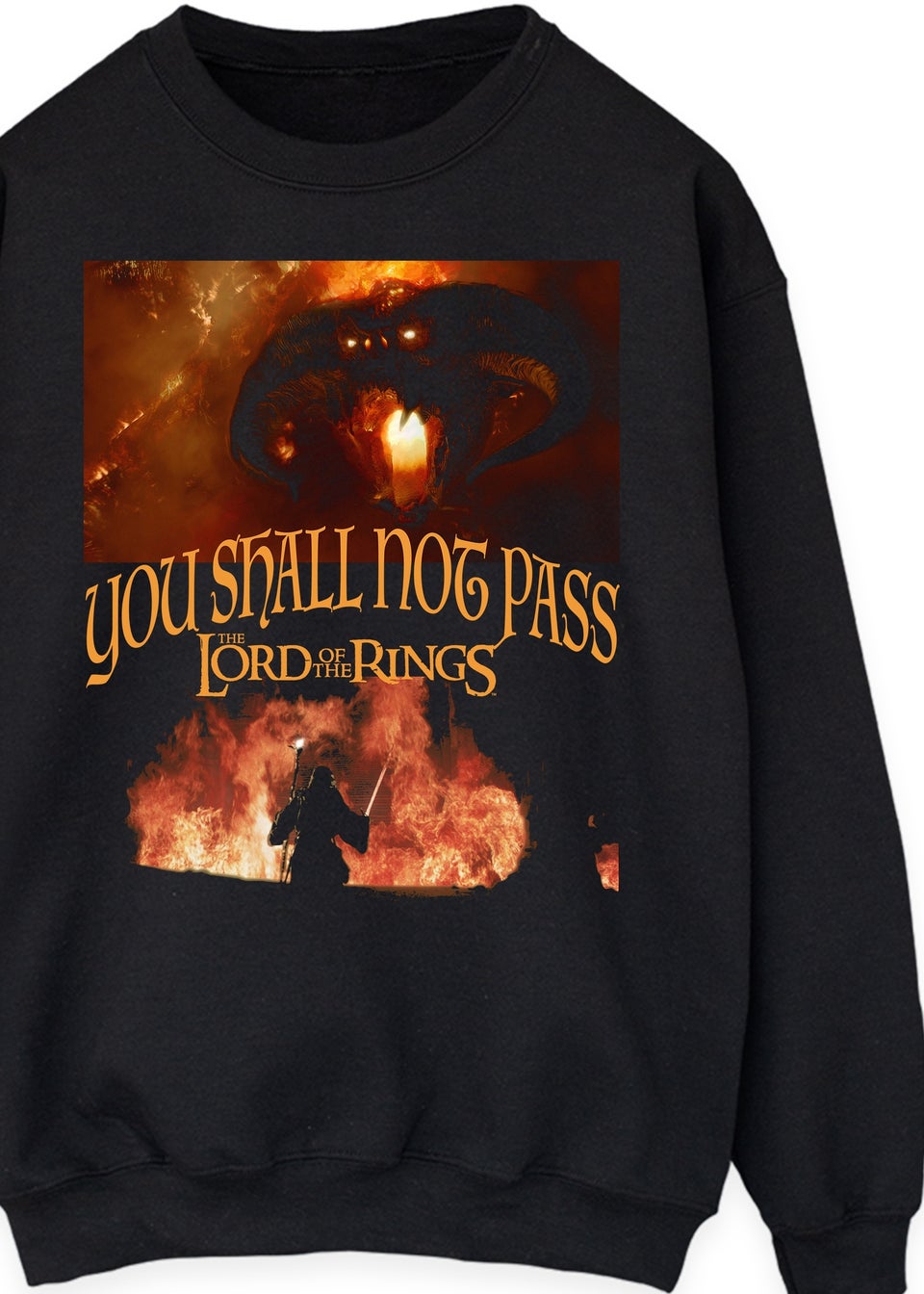 Lord Of The Rings Shall Not Pass Black Graphic Sweatshirt