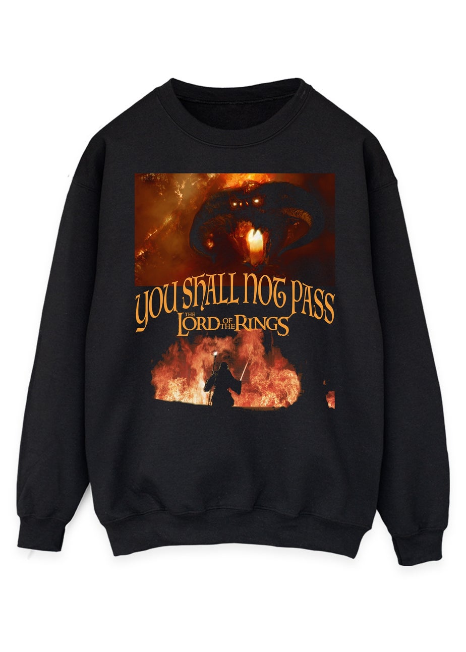 Lord Of The Rings Shall Not Pass Black Graphic Sweatshirt
