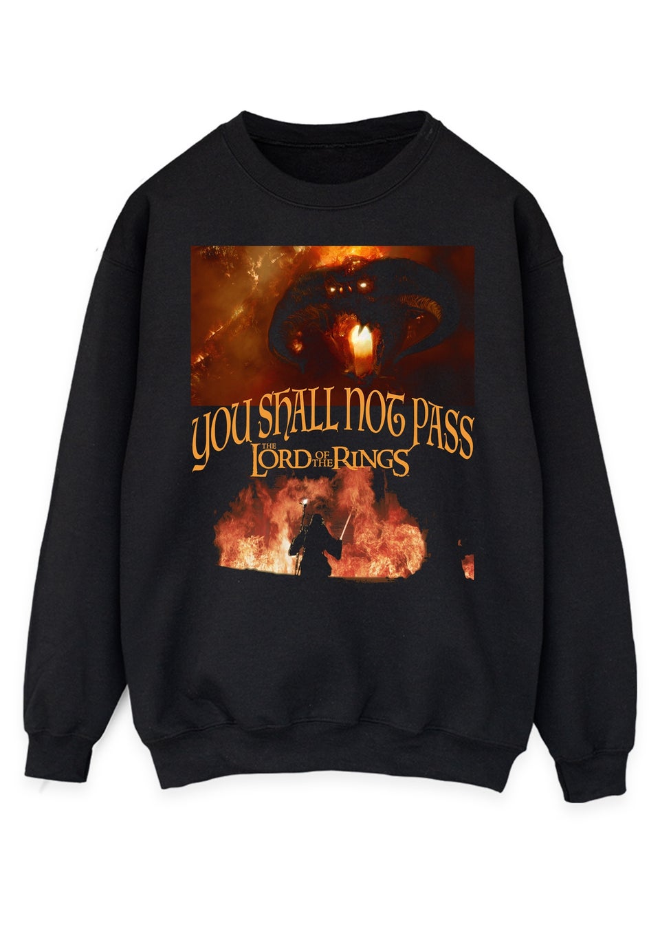 Lord Of The Rings Shall Not Pass Black Graphic Sweatshirt