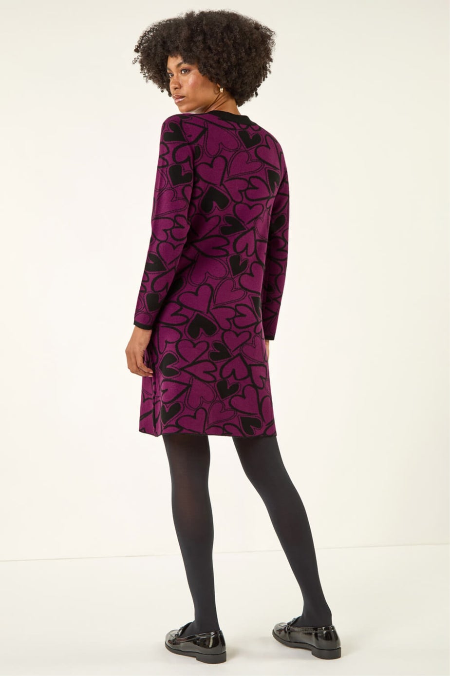 Roman Purple Jacquard Heart Knit Dress