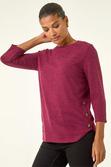 Roman Plum Curved Hem Stretch Top