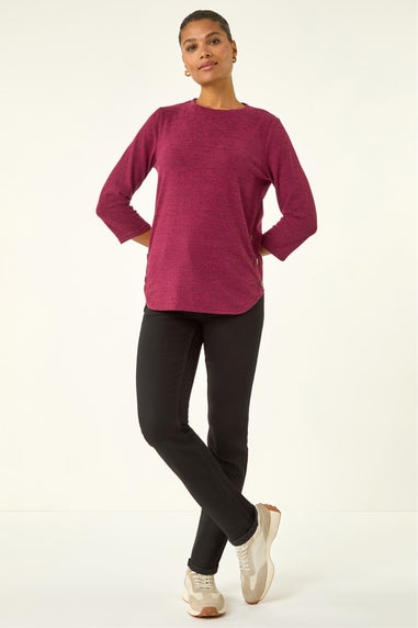Roman Plum Curved Hem Stretch Top