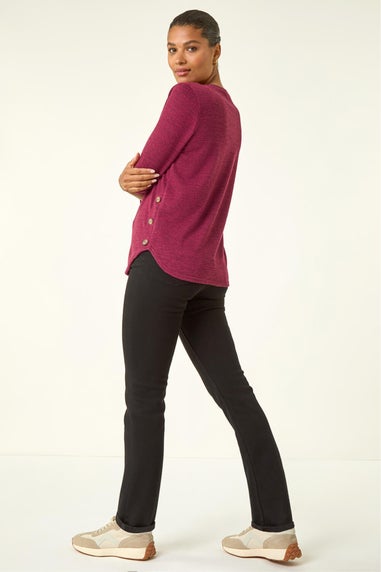Roman Plum Curved Hem Stretch Top