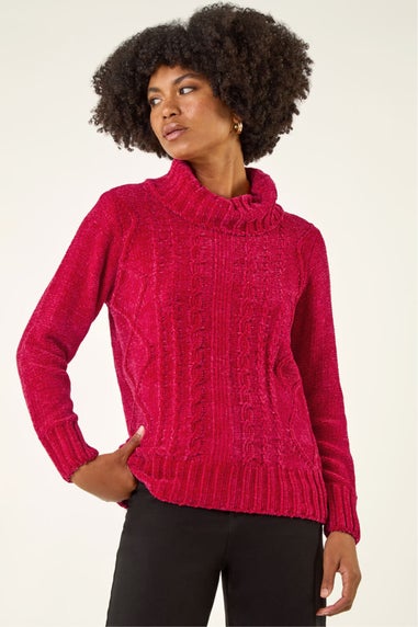 Roman Red Chenille Roll Neck Knit jumper
