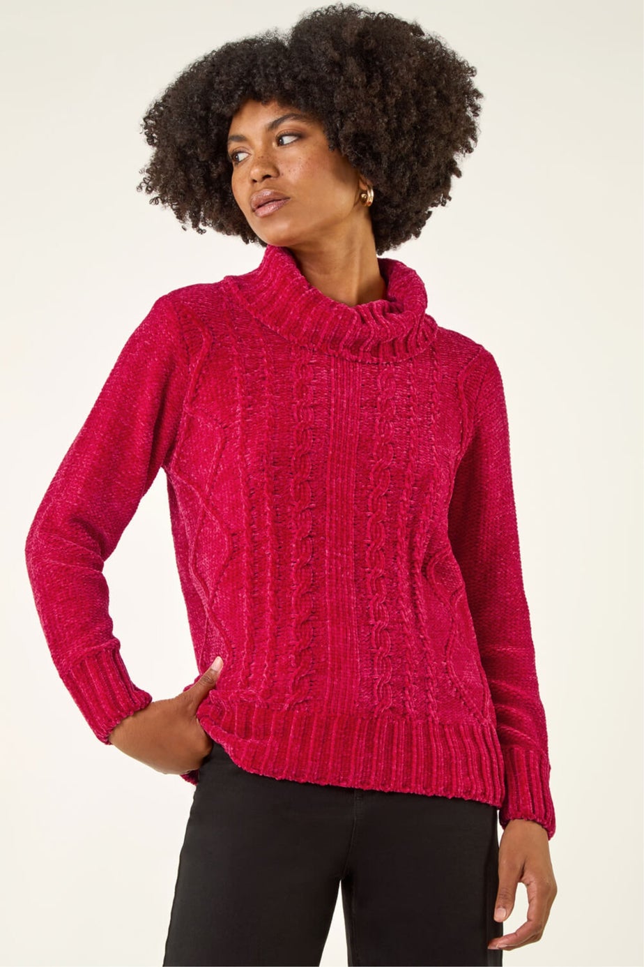 Roman Red Chenille Roll Neck Knit jumper