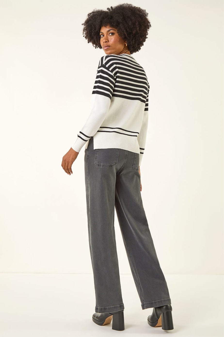 Roman Ivory Soft Stripe Knit Jumper