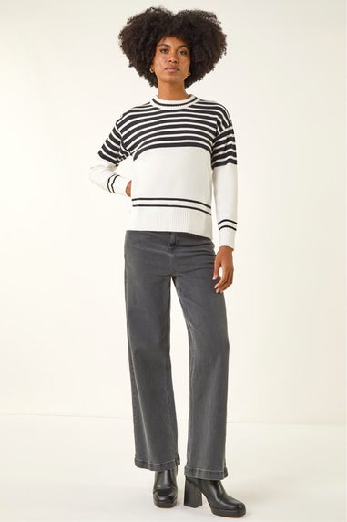 Roman Ivory Soft Stripe Knit Jumper