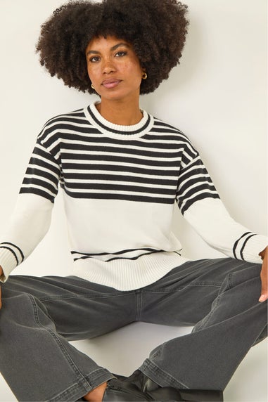 Roman Ivory Soft Stripe Knit Jumper