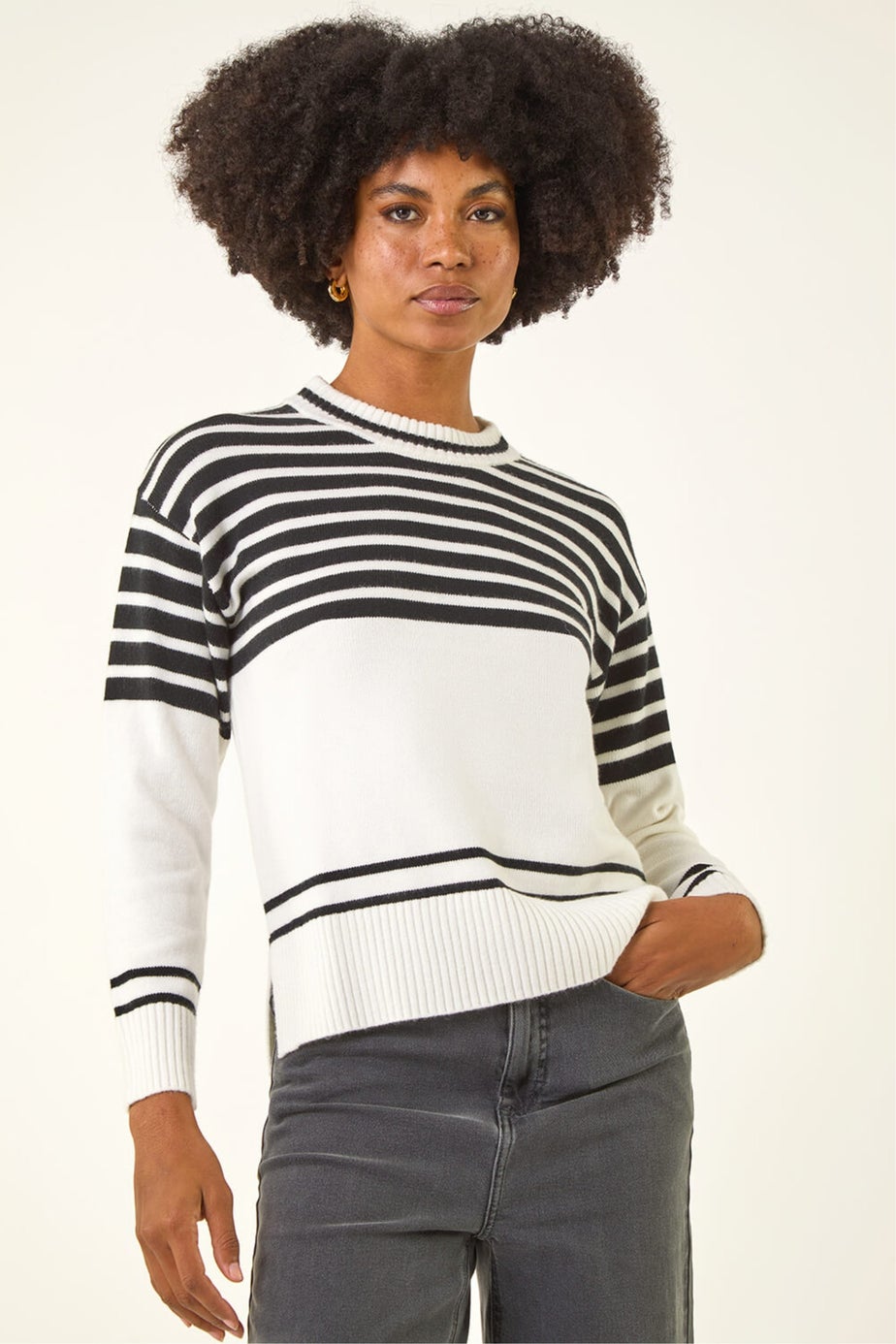 Roman Ivory Soft Stripe Knit Jumper