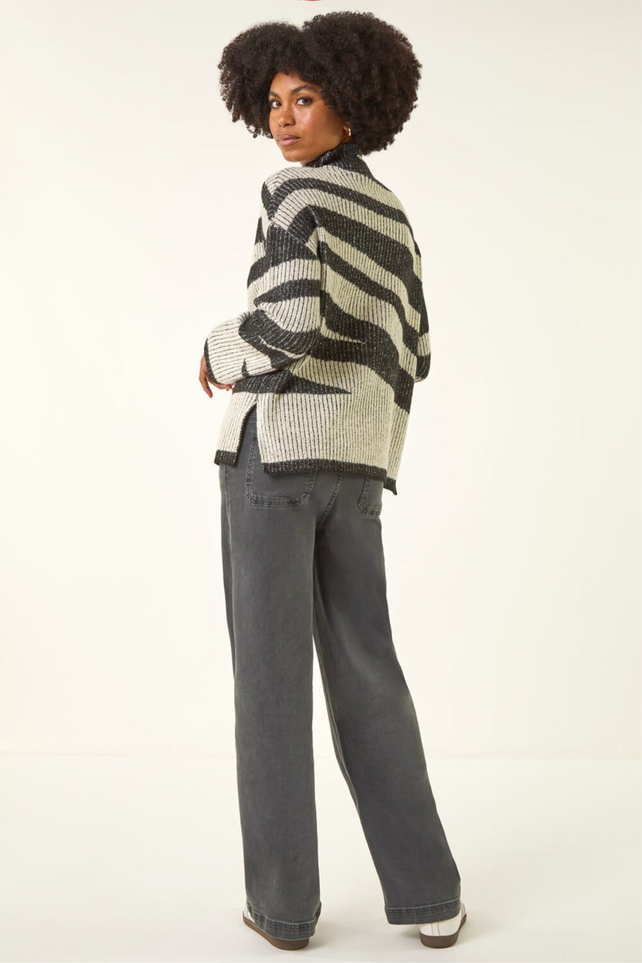 Roman Grey Abstract Stripe Knit Jumper