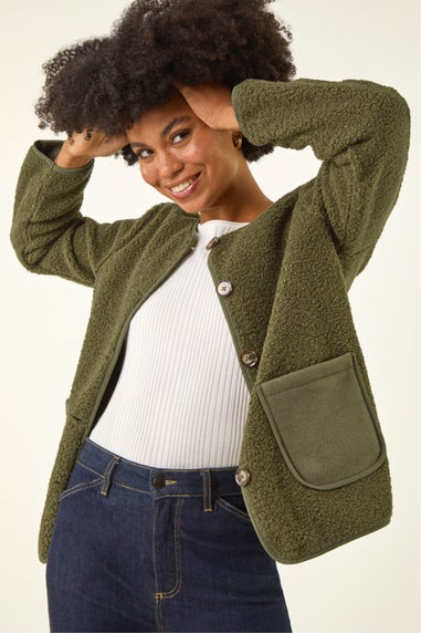Roman Khaki Fleece Pocket Front Jacket