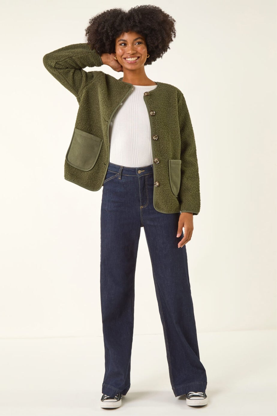 Roman Khaki Fleece Pocket Front Jacket