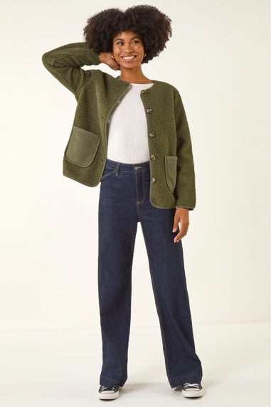 Roman Khaki Fleece Pocket Front Jacket