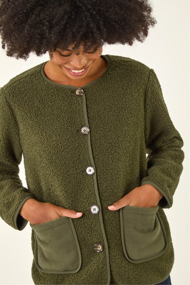 Roman Khaki Fleece Pocket Front Jacket