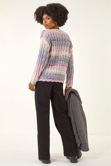 Roman Lilac Ombre Textured V-Neck Knit Jumper