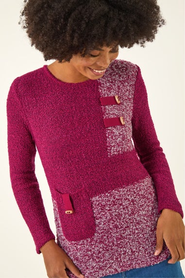 Roman Red Textured Colour Block Knit Jumper