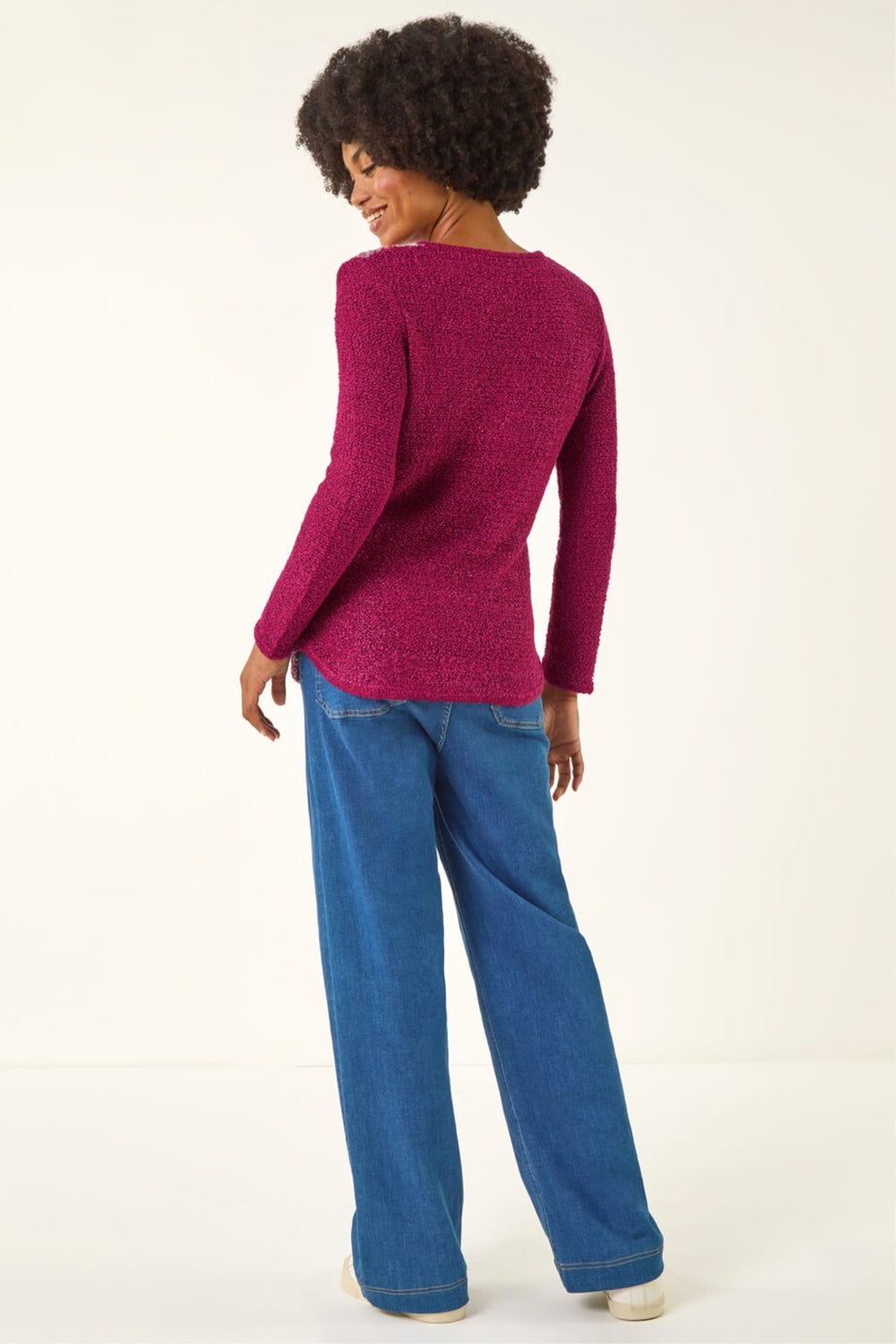 Roman Red Textured Colour Block Knit Jumper