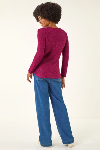 Roman Red Textured Colour Block Knit Jumper