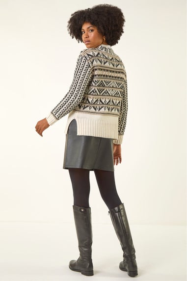Roman Beige Jacquard Stitch Knit Jumper