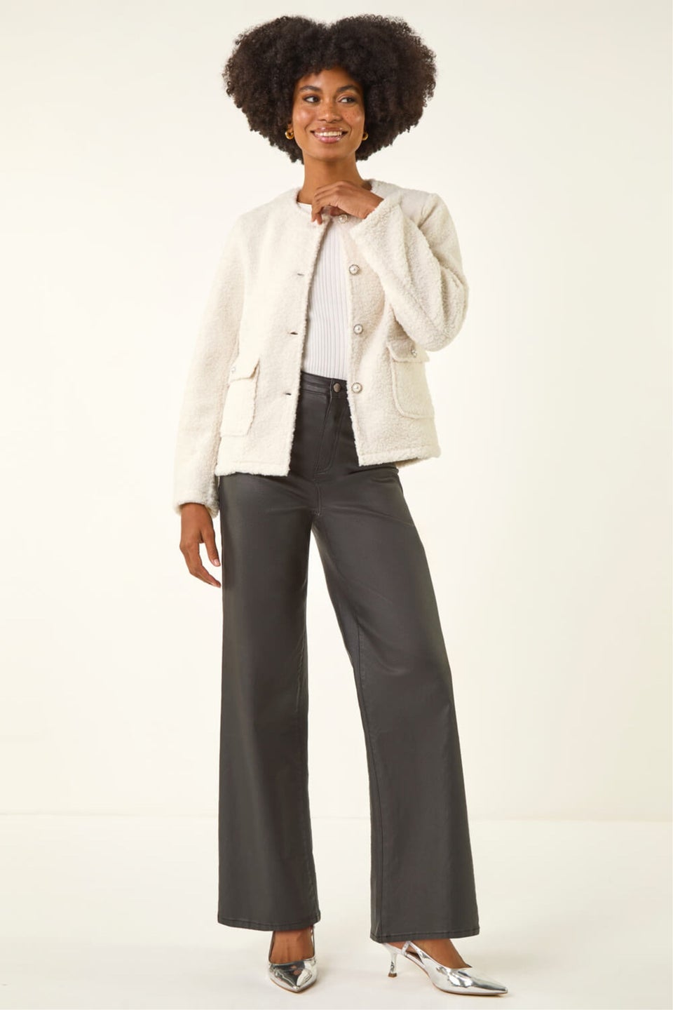 Roman Ivory Cosy Boucle Fleece Jacket